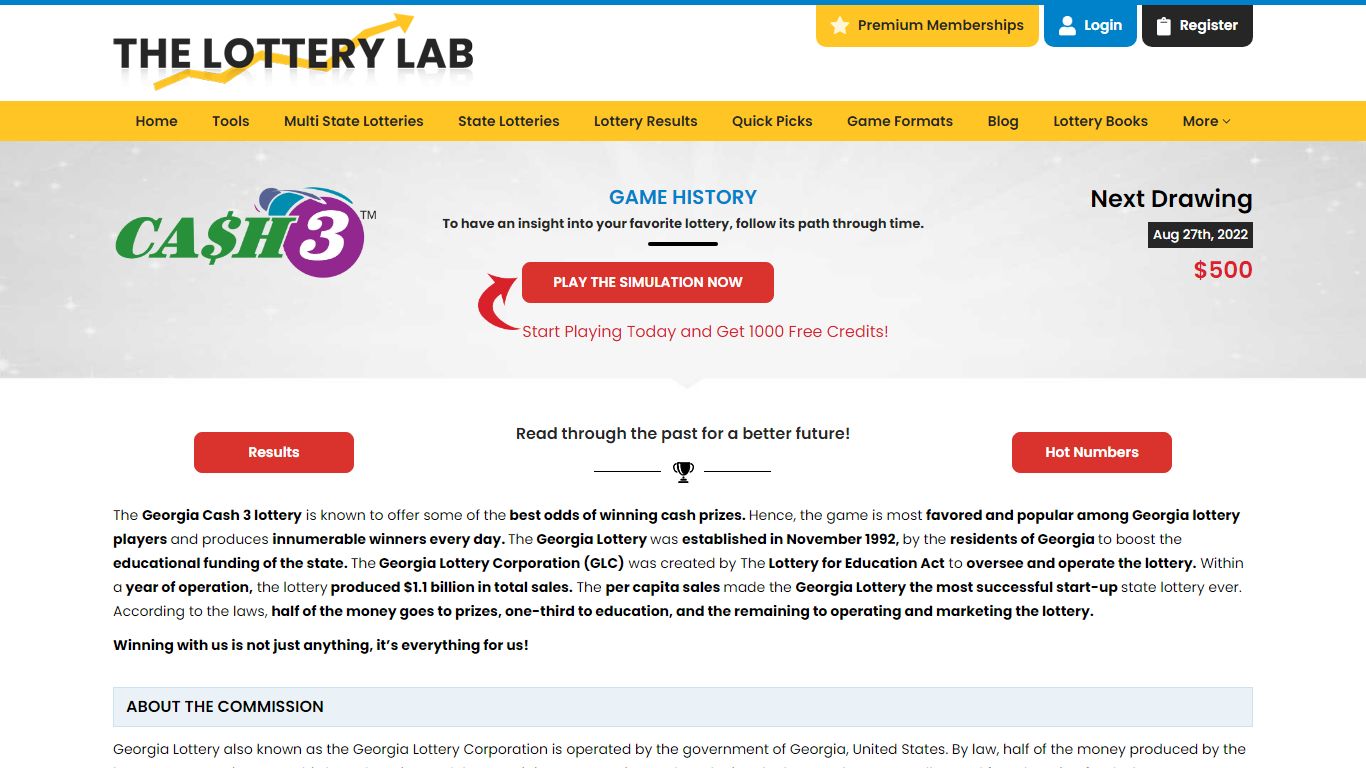Georgia Cash3 Game History | The Lottery Lab